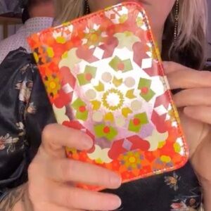 Y2K Metallic Colorful Floral Mosaic Zip Wallet/passport holder